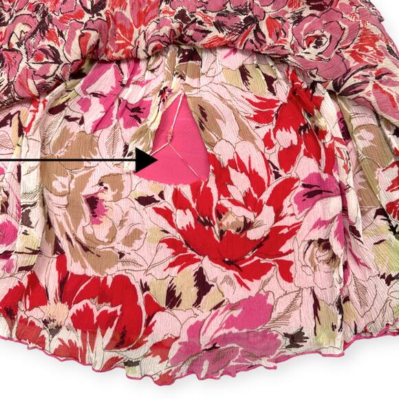 Eddie Rodriguez | Size 6 | Frilly Floral 100% Silk Crepe Layered Flutter Skirt - Picture 8 of 8